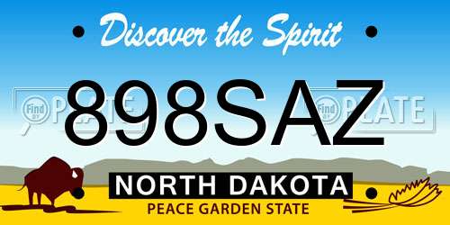 898SAZ North Dakota License Plate