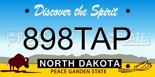 898TAP North Dakota License Plate