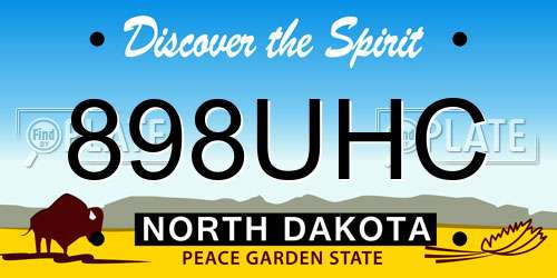 898UHC North Dakota License Plate