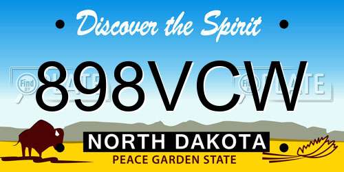 898VCW North Dakota License Plate