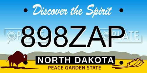 898ZAP North Dakota License Plate