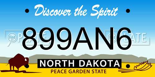899AN6 North Dakota License Plate