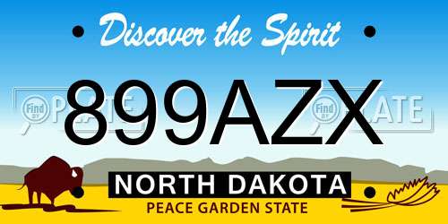 899AZX North Dakota License Plate