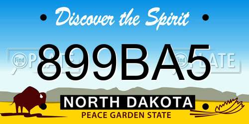 899BA5 North Dakota License Plate