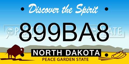 899BA8 North Dakota License Plate