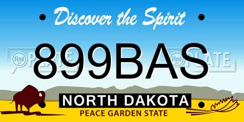 899BAS North Dakota License Plate