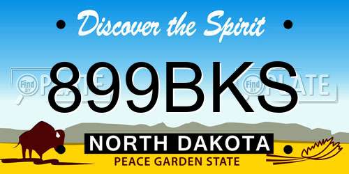 899BKS North Dakota License Plate