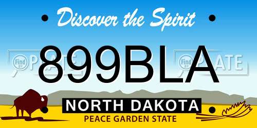 899BLA North Dakota License Plate