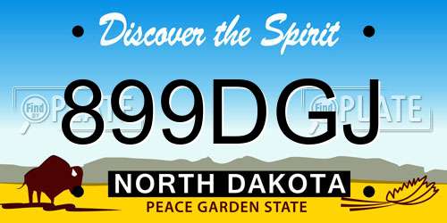 899DGJ North Dakota License Plate