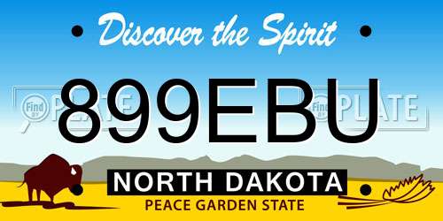 899EBU North Dakota License Plate