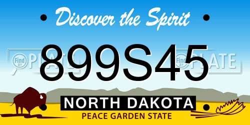 899S45 North Dakota License Plate