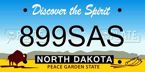899SAS North Dakota License Plate