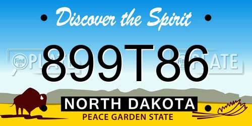 899T86 North Dakota License Plate