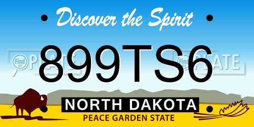 899TS6 North Dakota License Plate