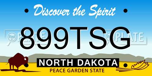 899TSG North Dakota License Plate