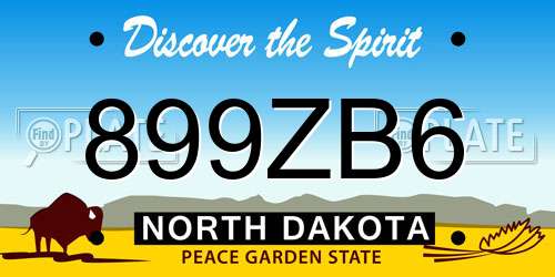 899ZB6 North Dakota License Plate