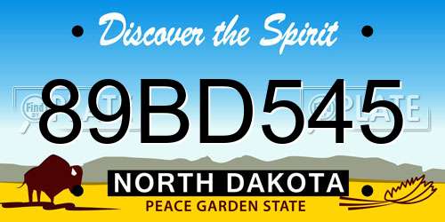 89BD545 North Dakota License Plate