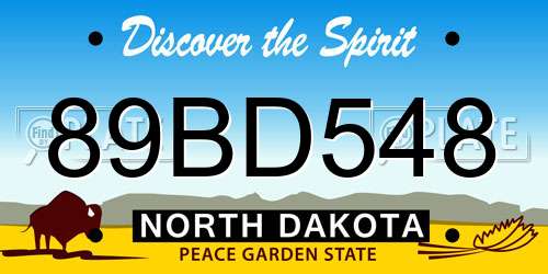 89BD548 North Dakota License Plate