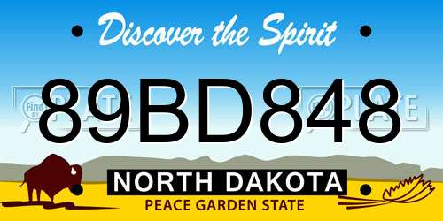89BD848 North Dakota License Plate