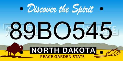 89BO545 North Dakota License Plate