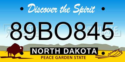 89BO845 North Dakota License Plate