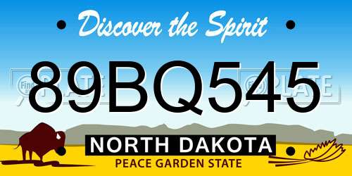 89BQ545 North Dakota License Plate