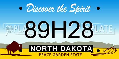 89H28 North Dakota License Plate