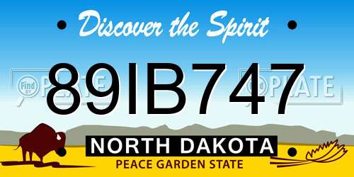 89IB747 North Dakota License Plate