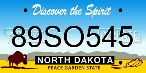 89SO545 North Dakota License Plate