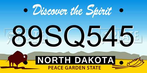 89SQ545 North Dakota License Plate