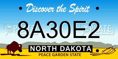 8A30E2 North Dakota License Plate
