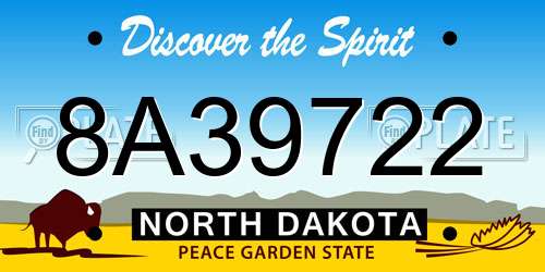 8A39722 North Dakota License Plate