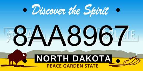 8AA8967 North Dakota License Plate