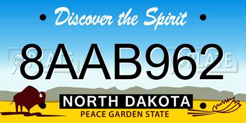 8AAB962 North Dakota License Plate