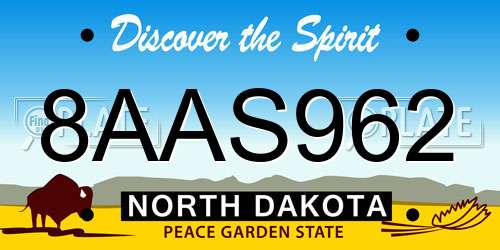 8AAS962 North Dakota License Plate