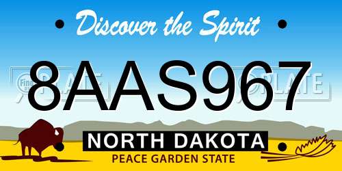 8AAS967 North Dakota License Plate