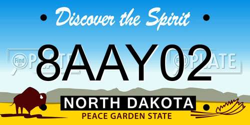 8AAY02 North Dakota License Plate