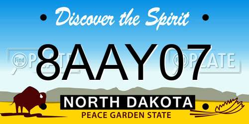 8AAY07 North Dakota License Plate