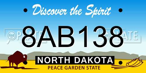 8AB138 North Dakota License Plate