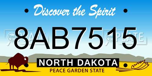 8AB7515 North Dakota License Plate