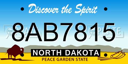 8AB7815 North Dakota License Plate
