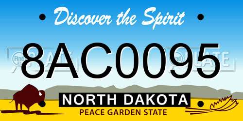8AC0095 North Dakota License Plate