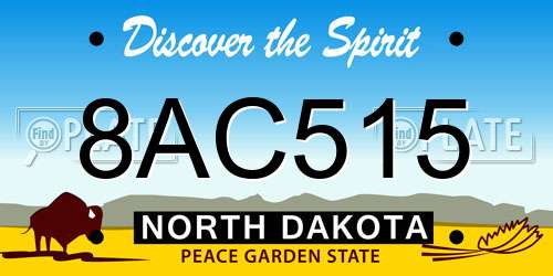 8AC515 North Dakota License Plate
