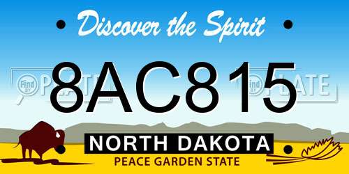 8AC815 North Dakota License Plate