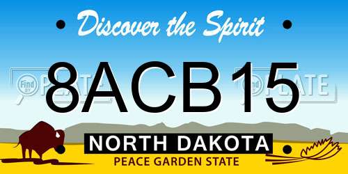 8ACB15 North Dakota License Plate