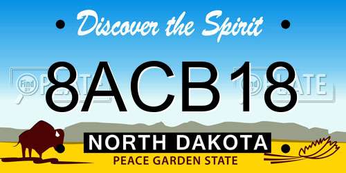 8ACB18 North Dakota License Plate