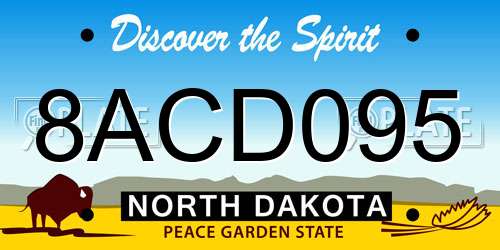 8ACD095 North Dakota License Plate