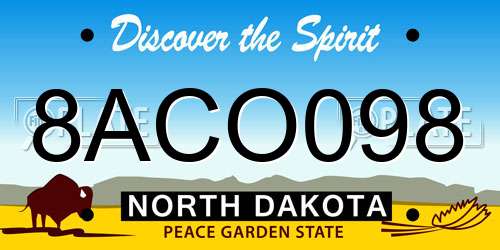 8ACO098 North Dakota License Plate