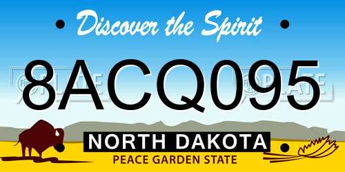 8ACQ095 North Dakota License Plate