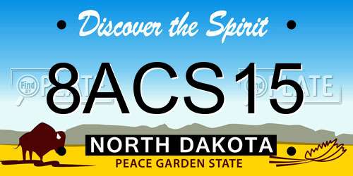 8ACS15 North Dakota License Plate